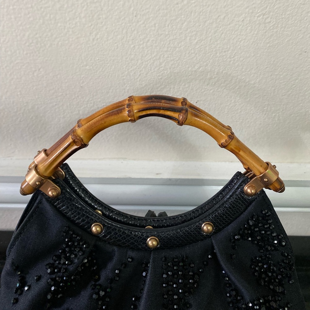 GUCCI  black beaded Handle Bamboo evening bag - Picture 4 of 9